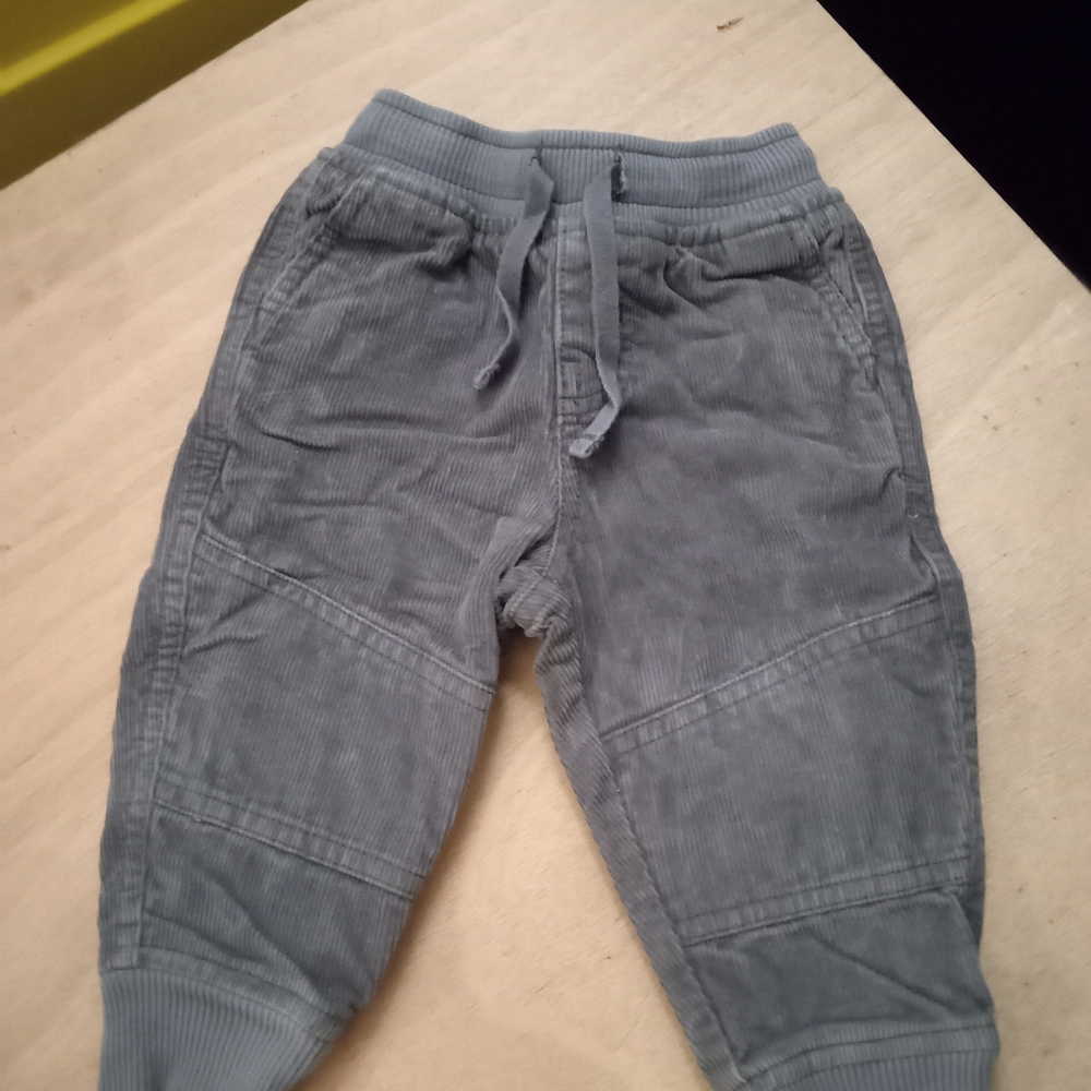 6-9m Tea Insulated Gray Corduroy Drawstring Pants